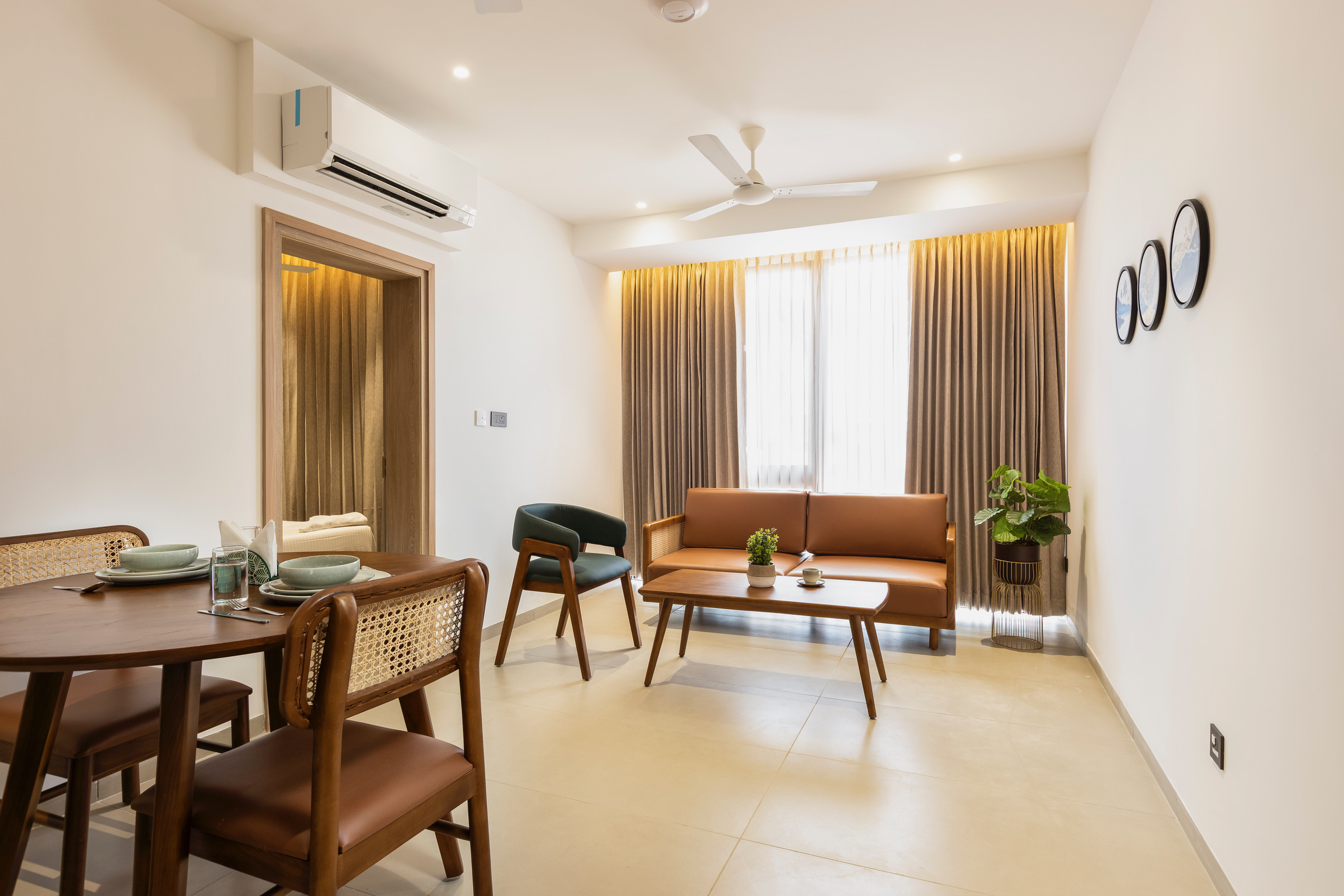 Living Room of 2-Bedroom Serviced Apartment in Coimbatore – Altin Stays
